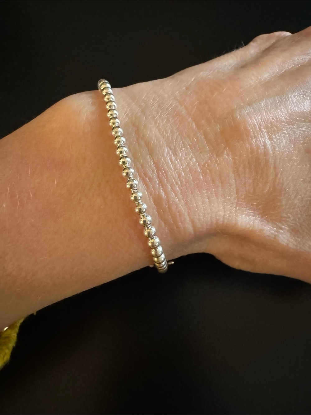 Men's Silver Petite Beaded Bracelet with Spring Clasp